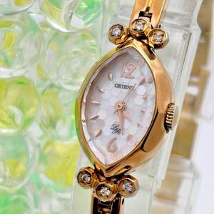 【新品電池】ORIENT オリエント LADY ROSE レディーローズ 6Pダイヤ モザイク シェル レディース 腕時計 ドレス ピンクゴールド PRFK-R0