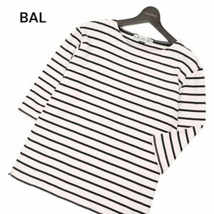 BAL バル 現アナクロノーム 春夏 刺繍★ 7分袖 ボーダー カットソー Tシャツ Sz.L　メンズ 日本製　C4T03541_4#D