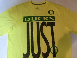 ★USA購入 激レア 【Nike】機能素材【DRI FIT】USカレッジ オレゴン大学ダックス【OREGON DUCKS】【Just Do It】ロゴプリント Tシャツ US M