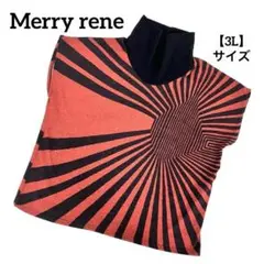 A1085 Merry rene トップス ハイネック 橙×黒 3L 大きい
