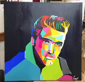 超特大レイン・カラセド アクリル 絵画 本人肉筆 [Elvis image Ⅱ]ロカビリーオールディーズ1950’s エルビスプレスリー