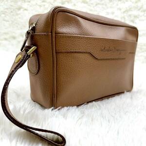 1円【美品】 Salvatore Ferragamo サルヴァトーレ フェラガモ セカンドバッグ クラッチバッグ ヴィンテージ レザー 