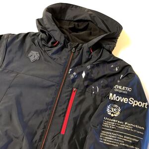 美品☆DESCENTE MOVE SPORT EKS PLUS THERMO/デサントムーブスポーツ☆ウインドブレーカー☆裏地付き/防寒/ジャケット/ジャージ/紺/M