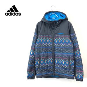 1I2864-F-N◆ adidas アディダス 中綿ジャケット ジップアップパーカー フーディ ブルゾン ◆ sizeS ポリエステル 古着 メンズ 秋冬