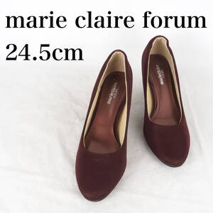 MK4149**美品*marie claire forum*マリクレールフォーラム*レディースパンプス*24.5cm*えんじ*