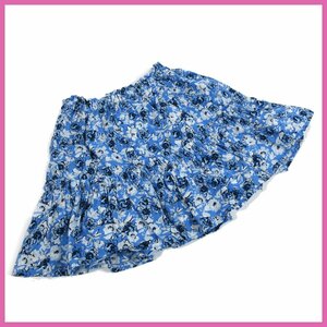 ▲□【良品】 ZARA (ザラ) キッズフラワーフレアスカート 子供♪116cm♪ブルー♪膝丈♪ウエストゴム♪裏地付♪コットン100%