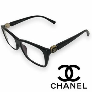 m29 お洒落 美品 CHANEL シャネル ココマーク サングラス メガネ アイウェア ブラック 黒 眼鏡 正規品 3286 イタリア製 ユニセックス