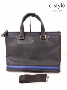 Q340b [人気] Calvin Klein カルバンクライン 2WAY ショルダーバッグ ブラック×ブルー | ファッション小物 Q