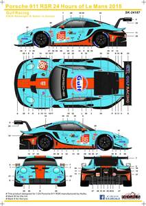 SK-24187 SK DECAL ポルシェ911RSR ル・マン24時間 2018 ガルフレーシング シルクスクリーンデカール