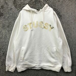 ◯ STUSSY ステューシー スウェット パーカー プルオーバー サイズM ホワイト 白 メンズ トップス 最落なし （94）