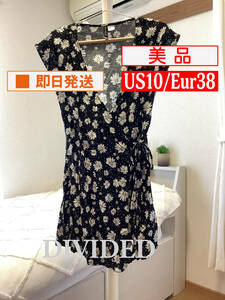 U_Top-909【美品】DIVIDED H&M/ワンピース/EUR38/US10/ブラック/花柄/レディ―ス/送料無料