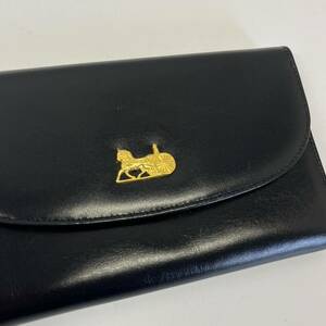 【未使用長期保管品】OLD CELINE ロングウォレット 馬車金具 長財布 レザー レア ゴールド馬車 Made in Italy コレクター ヴィンテージ