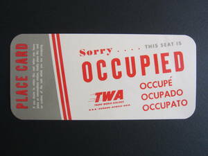 TWA■座席使用中■OCCUPIEDカード■1950