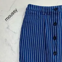 moussy ストライプ プリント 前フェイクポケット ひざ丈 スカート 1