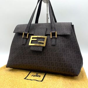 1円 フェンディ FENDI ハンドバッグ トートバッグ ズッカ柄 マンマバケット ゴールド金具 ズッキーノ柄 ブラウン 茶色 A4 大容量