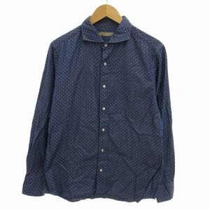 ユナイテッドアローズ UNITED ARROWS A DAY IN THE LIFE シャツ カジュアル 総柄 長袖 XL 青 ブルー /FF 1119 ■GY09 メンズ