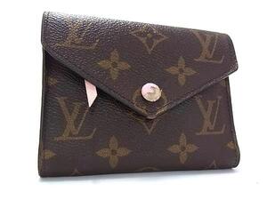 1円 LOUIS VUITTON ヴィトン M62360 モノグラム ポルトフォイユ ヴィクトリーヌ 三つ折り 財布 ウォレット ブラウン系×ピンク系 FJ4576