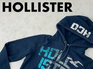 ☆送料無料☆ HOLLISTER ホリスター 古着 プルオーバー ロゴ パーカー メンズ M ネイビー トップス 中古 即決