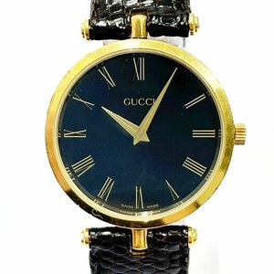 【1円スタート】GUCCI グッチ シェリーライン GP ブラック文字盤 クオーツ メンズ腕時計 ジャンク 335068