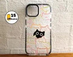 iPhone15 ケース　カバー　クリアーケース　黒　animal