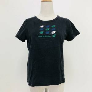 k0507 美品 new balance ニューバランス Tシャツ 半袖 ロゴプリント 丸首 夏 L 黒 メンズ カジュアル さわやか スポーティーチックスタイル