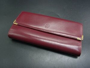 ■美品■ Cartier カルティエ マストライン レザー 三つ折り 長財布 ウォレット 札入れ 小銭入れ ボルドー系 DG7939