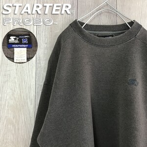 ★メキシコ製★正規品★【STARTER PROBO スターター】刺繍ロゴ ヘビーウエイト スウェットシャツ トレーナー[メンズ M]グレー 茶 K2-204