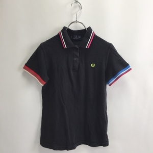 定番古着★FRED PERRY/フレッドペリー ポロシャツ 半袖 ロゴマーク ブラック 黒 コットン100％ サイズUSA6 レディース