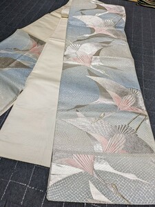 C109　袋帯　鶴