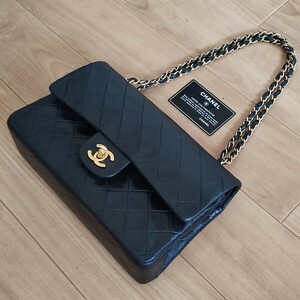 正規品 CHANEL シャネル ヴィンテージ ショルダーバッグ マトラッセ ダブルフラップ ラムスキン チェーンショルダーバッグ 25 鑑定書付a