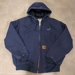 美品 カーハート アクティブジャケット メキシコ製 90s 00s 116 ダックジャケット ネイビー　紺　フード　古着　 carhartt パーカー