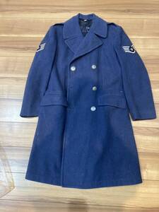 U.S.AIR FORCE Overcoat Wool L 37R ミリタリー　ピーコート 中古 古着 ネイビー