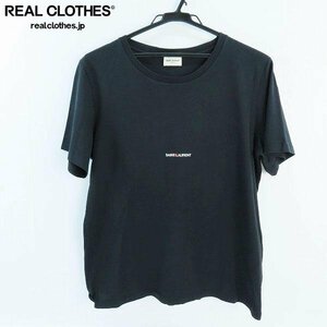 ☆【JPタグ】Saint laurent paris/サンローランパリ ミニロゴ 半袖 Tシャツ/カットソー ブラック/黒 464572 YB2DQ/L /LPL