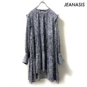 【送料無料】JEANASIS ジーナシス★ペイズリー柄 ティアード ワンピース ネイビー