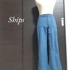 SHIPS パイピング コットンリネンパンツ