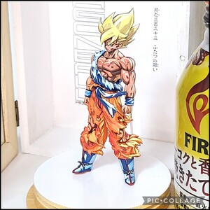 二次元 リペイント HGドラゴンボール01 孫悟空 スーパーサイヤ人 改修 塗装済み 完成品 自作額・台座付き DRAGONBALL フィギュア smsp