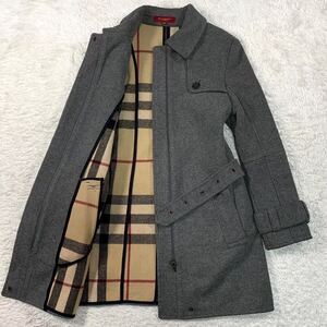 極美品 バーバリー ロンドン ウール トレンチ コート ホースマーク ノバチェック グレー M BURBERRY LONDON ジャケット ブルゾン アウター