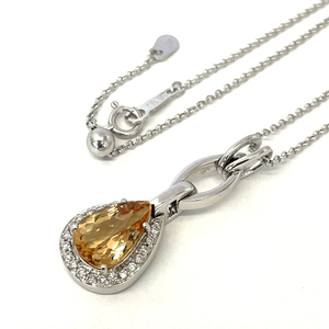 【中古】K18WG インペルアルトパーズ　ダイヤ　ネックレス　T 2.98ct D 0.33ct