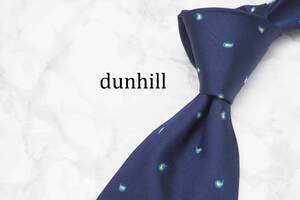 【美品】dunhill ダンヒル A-904 ネイビー ENGLAND 英国製 ブランド ネクタイ 良品 古着 卸 USED オールド SILK