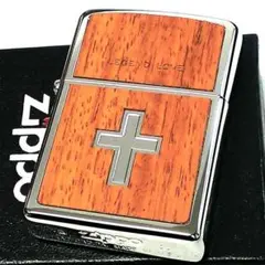 ZIPPO 2008年製 天然木貼り クロス 彫刻 ジッポ ライター 十字架新品