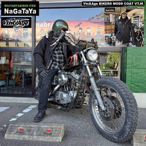 Vin＆Age ヴィンアンドエイジ BIKERS MODS COAT バイカーズモッズコート バッファローレザー仕様 ブラック 黒 42 Lサイズ 本革