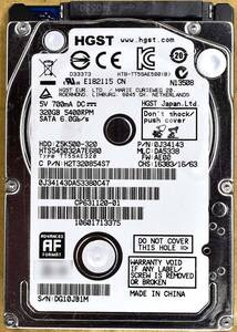 HGST HTS545032A7E680 320GB 2.5インチ 7mm SATA HDD 2014年製 使用時間 33528H (Cristal DiscInfo 正常) (管:KH485