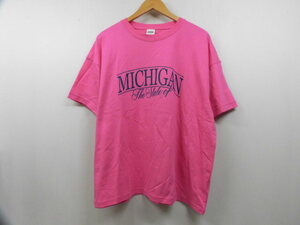 RODEO CROWNS WIDE BOWL ロデオクラウンズ ワイドボウル RCWB ロゴ 半袖Tシャツ MICHIGAN 丸首 トップス ピンク フリーサイズ