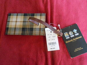 未使用タグ付　米国名門Brooks Brothers x 英国老舗Kinloch Anderson（1868年創業） タータンチェックXレザー旅行鞄ネームタグ