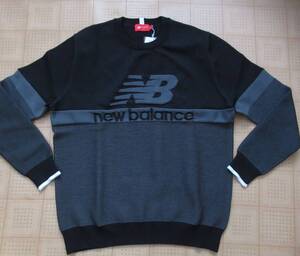 即決新品 New Balance GOLF 遠赤外線蓄熱保温 クルーネックニット セーター ブラック 4サイズ Mサイズ相当 ニューバランス ゴルフ