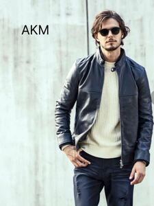 【未使用】 AKM Contemporary エイケイエム レザー ブルゾンレザージャケット ライダース シープ　レザー　ラム　レザー　MEN 