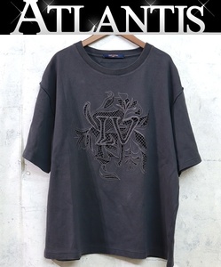 【広尾店】 ルイヴィトン Louis Vuitton LVヴェジェトゥルレースエンブロイダリー Tシャツ コットン100％ グレー Size:XXL 【14414】