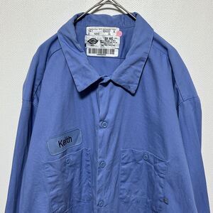 Dickies ディッキーズ ワークシャツ 長袖シャツ　ワッペン　ロゴ　コットンツイル　ビッグサイズ3X オーバーサイズ