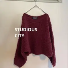 STUDIOUS CITY  クロップド丈　モヘア混ニット　ボルドー色