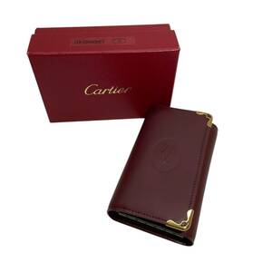 【新品・未使用】 Cartier カルティエ マストライン 6連 キーケース ボルドー ゴールド金具 2Cロゴ カルチェ 